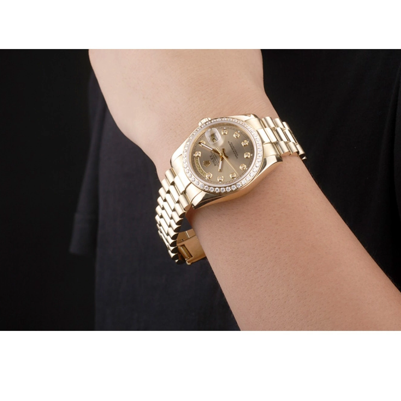 Aaa replica Steel Gold Yellow Plated Stainless Dial Gold 18k Rolex Day-Date 0514
